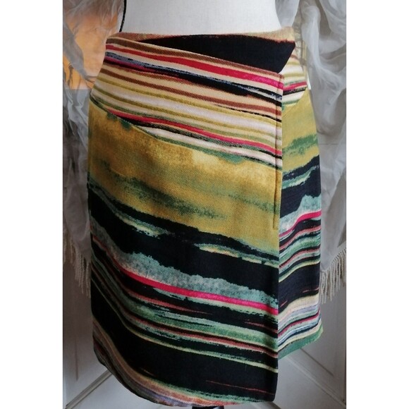 Etcetera Dresses & Skirts - Etcetera Nomad Wool Silk  Abstract Watercolor Striped Skirt 6